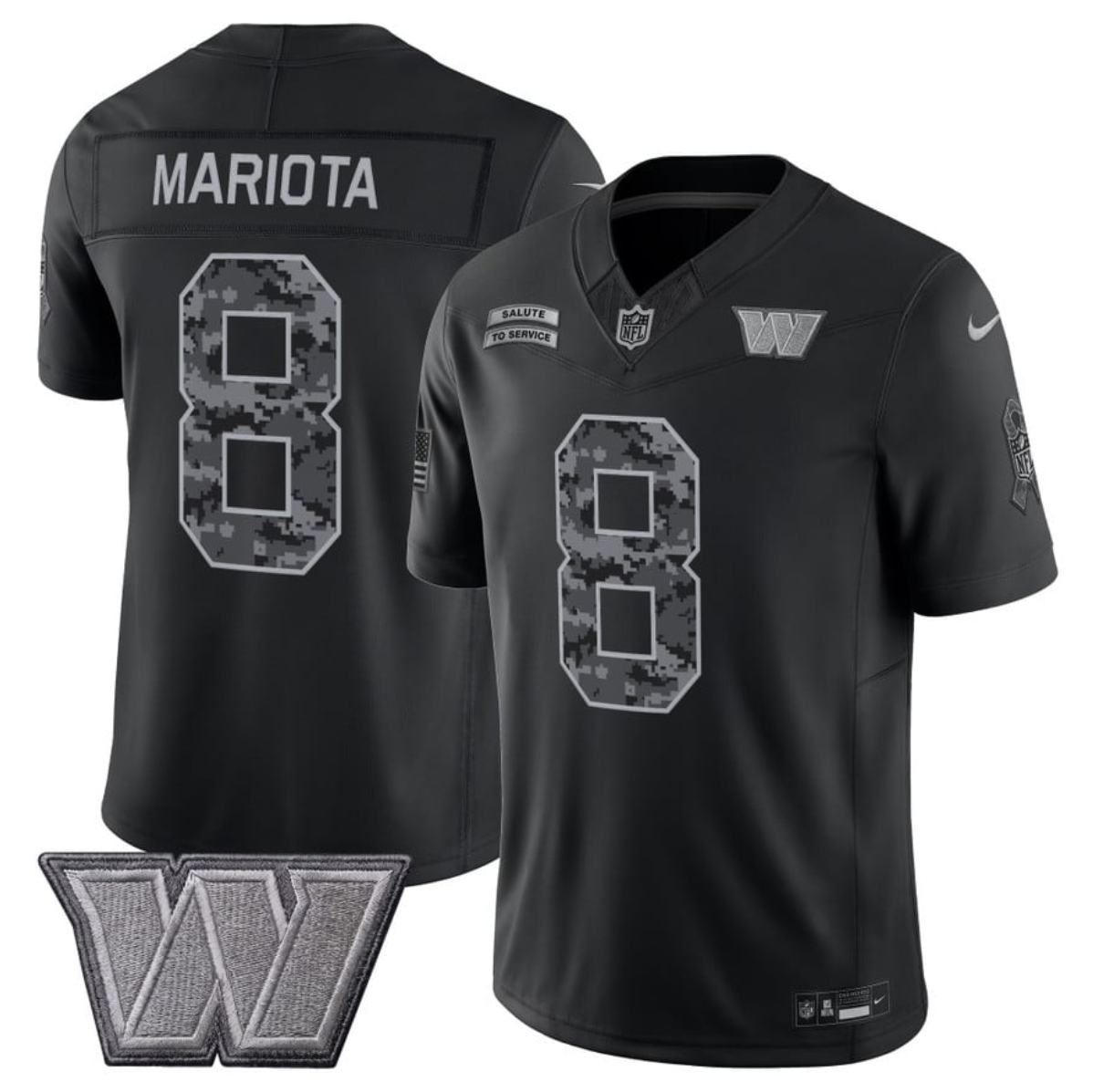 Men's Black Washington Commanders #8 Marcus Mariota F.U.S.E. 2026 Salute to Service Limited Stitched Football Jersey